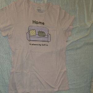Pusheen Light Pink Tee with Couch Graphic